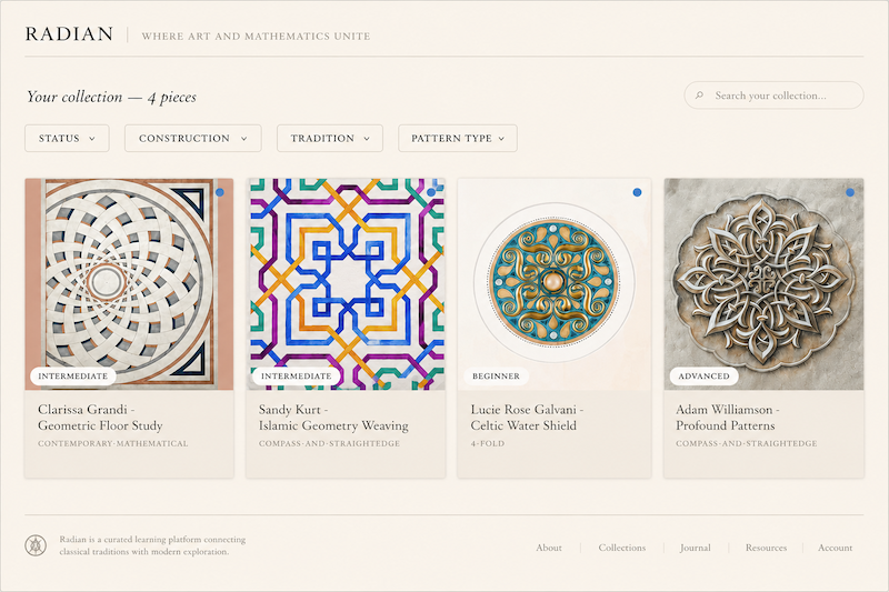 Geometric floor mosaic with compass and ruler — Radian